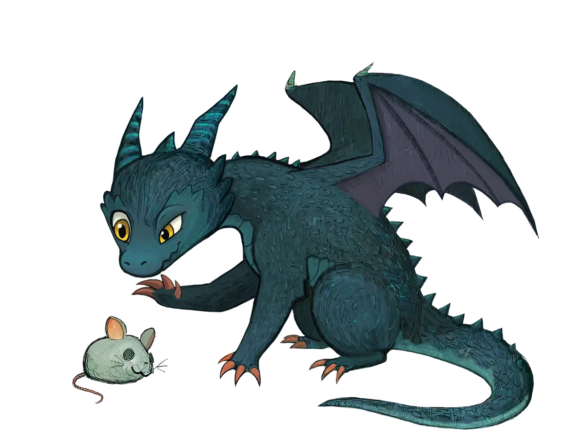 Shadow, a drakeling from The Wandering Dragon Café
